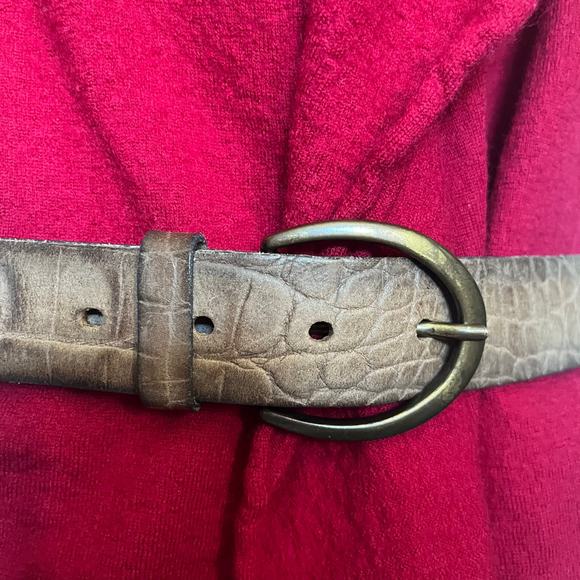 VANZETTI BY BGM Croco Embossed Leather Womens Belt Sz 95 =38 Brown German Y2k - Picture 3 of 10